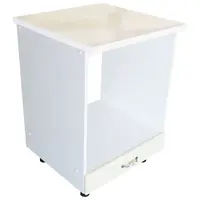 Corp pentru cuptor incorporabil cu sertar Zebra, Alb/MDF Vanilie lucios, cu blat Travertin, 60 x 85 x 60 cm