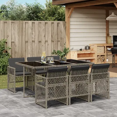 Gossi set mobilier de gradina cu perne, 7 piese, gri, poliratan