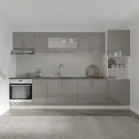 Set Bucatarie Karo V30, Gri Lucios/Alb, MDF, Blat Thermo 28 mm, L 320 cm