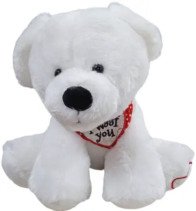 Jucărie de pluș Amek Toys - Câine alb cu eșarfă, 27 cm
