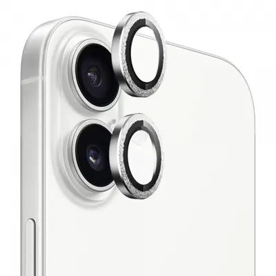 Folie de protectie Camera Spate Blueo Glitter Diamond Metal Frame pentru Apple iPhone 17, Sticla Securizata, Argintie