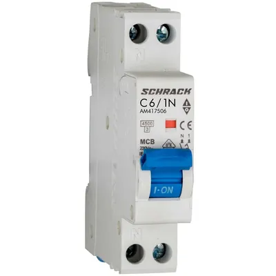 Siguranta automata AMPARO 1P+N 6A, curba C, 4,5kA Schrack AM417506
