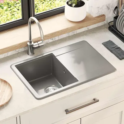 vidaXL Chiuvetă 80% Quartz și 20% Rășină 670 x 460 mm Gri