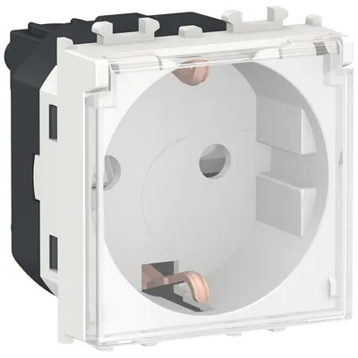 Priza 2P+E 2 module cu obturatoare + capac transparent Schneider Easy Styl LMR5310001, alb