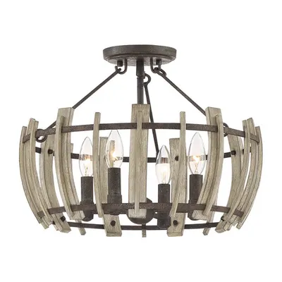 Plafoniera Wood Hollow 4 Light Semi Flush