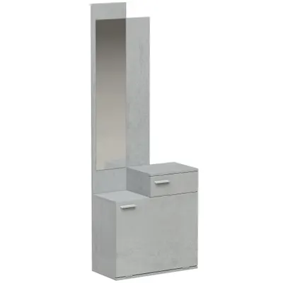 HOMCOM Set mobilier pentru hol cu dulap pentru pantofi rabatabil, vestiar cu oglindă, sertar și poliță, gri | Aosom Romania