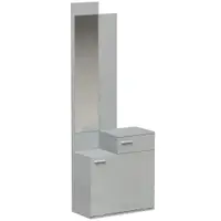 HOMCOM Set mobilier pentru hol cu dulap pentru pantofi rabatabil, vestiar cu oglindă, sertar și poliță, gri | Aosom Romania
