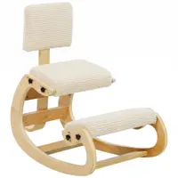 HOMCOM Scaun ergonomic pentru genunchi, scaun genunchi cu spătar, aspect cord, scaun de birou pentru acasă, birou, meditație, alb crem | Aosom Romania