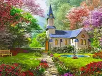 Pictură mozaic cu diamante MagicArt: Premium - Grădina înflorită, 30 x 40 cm, cu mărgele rotunde + AB