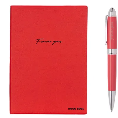 Set caiet și pix Hugo Boss - Forever Yours, A5, roșu