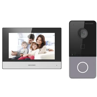 Kit videointercom IP Hikvision DS-KIS603-P(C), 2MP, True WDR, microfon si difuzor, IP65