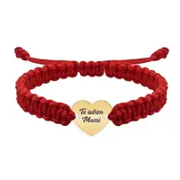 Claudia - Bratara personalizata snur impletit cu inimioara si text gravat din argint 925 placat cu aur galben 24K