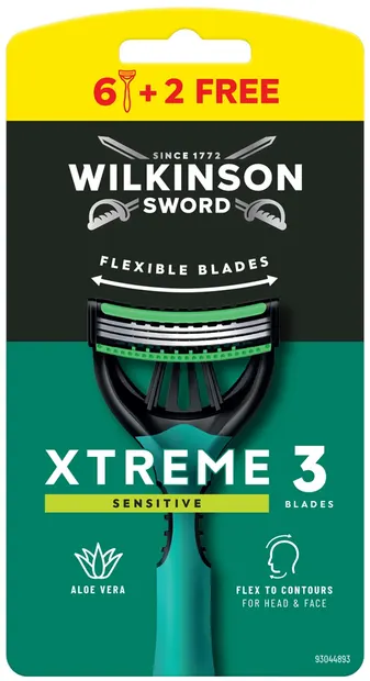 Wilkinson Sword Xtreme3 Aparat de ras pentru barbati Comfort Sensitive, 6 + 2 buc.