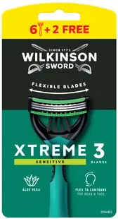 Wilkinson Sword Xtreme3 Aparat de ras pentru barbati Comfort Sensitive, 6 + 2 buc.