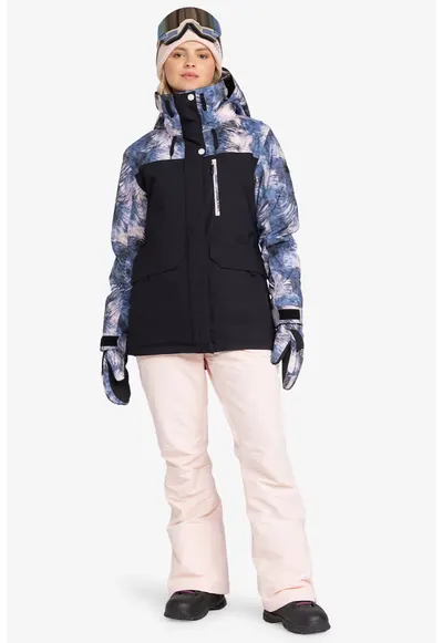Geaca cu gluga si buzunare - pentru schi - Negru/Alb optic/Albastru indigo