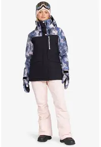 Geaca cu gluga si buzunare - pentru schi - Negru/Alb optic/Albastru indigo