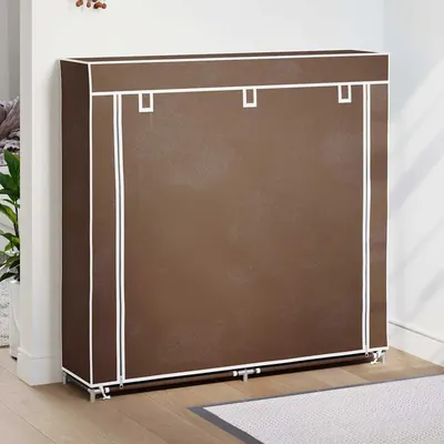 vidaXL Dulap pantofi din material textil cu capac, maro, 115x28x110 cm