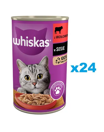 WHISKAS Adult 24x400 g hrana cu vita in sos pentru pisici adulte