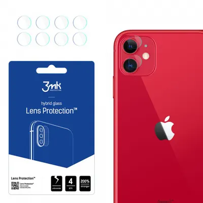 Folie de protectie Camera Spate 3MK Protection pentru Apple iPhone 11, Sticla Flexibila, Set 4 bucati, Transparenta