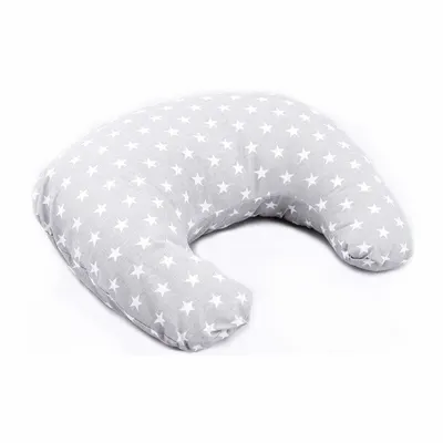 Perna pentru alaptat, Bocioland, Gray Stars, Cu husa detasabila, Din bumbac, 50x18 cm