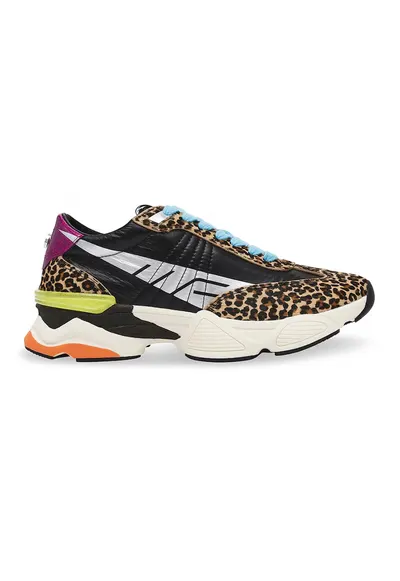 Pantofi sport demi-wedge - Negru/Maro/Fucsia
