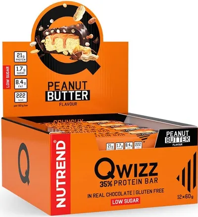 Qwizz Batoane proteice, unt de arahide, 12 buc, Nutrend