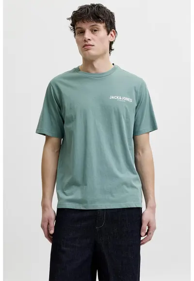 Tricou din bumbac organic cu logo - Verde aquamarin