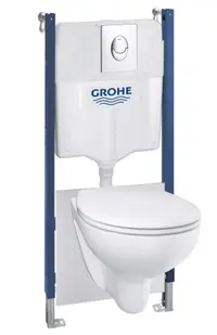 Set WC Grohe Solido 39419000, suspendat, WC Grohe Bau, clapeta crom, SoftClose, alb