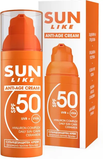 Cremă de protecție solară pentru față Sun Like Anti-Age, SPF50, 50 ml