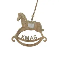 Ornament de Crăciun, din lemn - Balansoar căluț XMAS, crem - House of Seasons