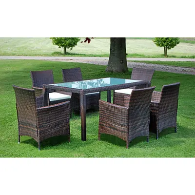 Gossi set mobilier de exterior cu perne, 7 piese, maro, poliratan