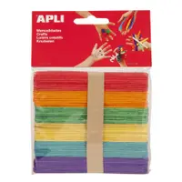 Betisoare plate din lemn APLI - Colorate, 11,4 x 1 cm