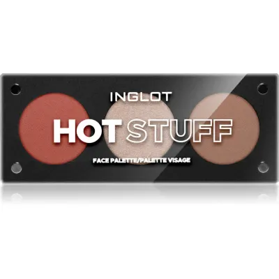Inglot Face Palette iluminator, pudră bronzantă și blush culoare HOT STUFF 7.2 g