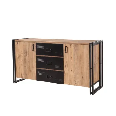 Comoda COSMO RIO, pin atlantic + negru, 160x45x80 cm