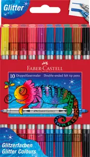 Carioci sclipici cu 2 varfuri, 10culori/set, Faber-Castell