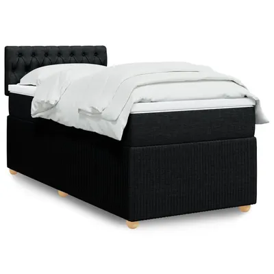 Gossi pat box spring cu saltea, negru, 90x190 cm, textil