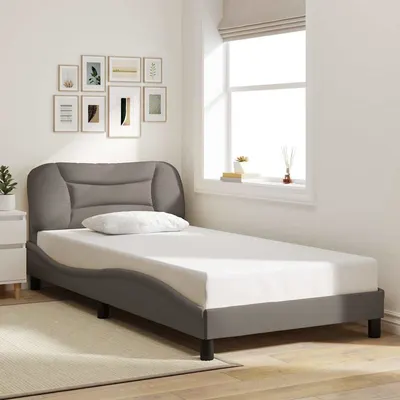 vidaXL Cadru de pat fără saltea, Hvar, gri taupe, 100x200 cm, textil