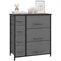 HOMCOM Șifonier 7 sertare din material textil, mobilier de depozitare modern, cadru din oțel, 63,5 x 30 x 71 cm, gri închis | Aosom Romania