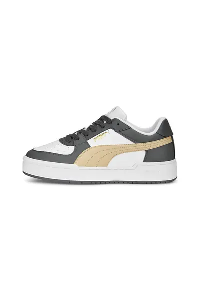 Pantofi sport de piele cu perforatii Ca Pro - Alb/Maro camel/Gri antracit