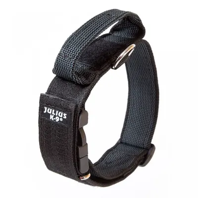 Zgarda caini, gri, reglabila, cu maner si inchidere siguranta, 38-53 cm x 4 cm