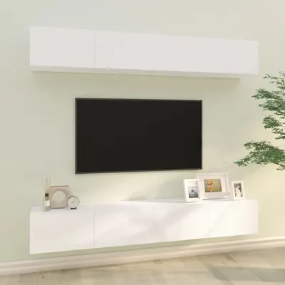 Gossi dulapuri tv de perete, 4 buc, alb, 100x30x30 cm