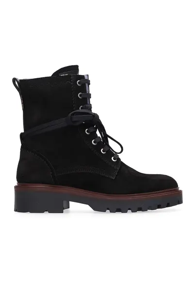 Ghete demi-wedge de piele intoara - Negru