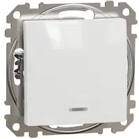 Intrerupator cap cruce indicator luminos albastru Schneider Sedna Design SDD111107L, alb