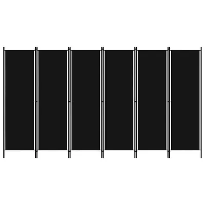 vidaXL Paravan de cameră cu 6 panouri, negru, 300 x 180 cm