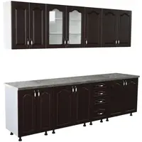 Bucatarie Zebra 260 cm din MDF Wenge cu blat termoizolant gri