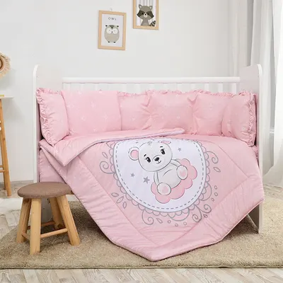 Set lenjerie de pat pentru copii Lorelli - Crin, urs, roz