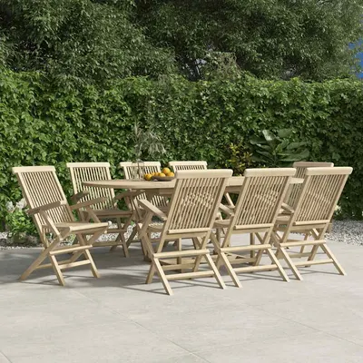 vidaXL Scaune pliabile 8 buc. gri 56x61x89 cm lemn masiv de tec