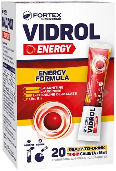 Vidrol Energy, 20 pliculețe lichide, Fortex