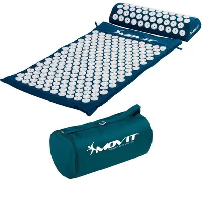 Covoras de presopunctura, MOVIT®, cu perna 75x44 cm si saculet, albastru petrol