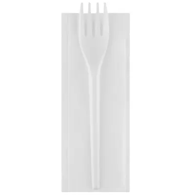 Tacamuri de Unica Folosinta, Biodegradabile, cPLA, Furculita si Servetel, 100 Bucati